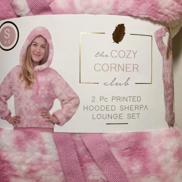 NEW Women's Pajama Gift Set PJs pajamas 2 Piece Hoodie hooded top Pants Pink Top - Picture 3 of 9